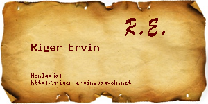 Riger Ervin névjegykártya